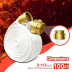2‑1/2" x 100 ft Single Jacket Fire Hose with NST/NH Brass Couplings & Spray Nozzle, 750 PSI Burst, Commercial Grade - Image 2