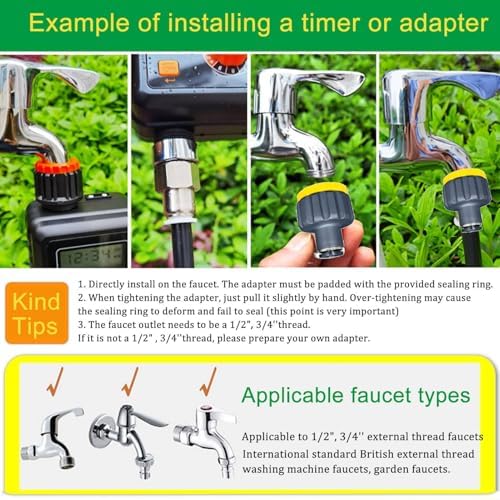 360 Curved Garden Automatic Irrigation System, Bendable Drip Irrigation Kit Automatic Irrigation System for Garden, Adjustable Bendable Nozzle Copper Sprayer, for Garden, Yard, Lawn (49.2 FT Set) - Image 5