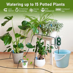 WIOR Automatic Plant Waterer Drip Irrigation System Kit for 15 Potted Plants, Indoor Self Watering System Plant Watering Devices with Programmable Water Timer for Garden Balcony Greenhouse Vacation - Image 2