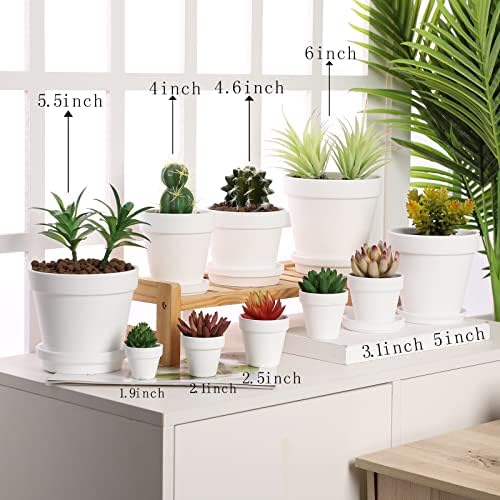 Terra Cotta Pots with Saucer- 6-Pack Large Terracotta Pot Clay Pots 5.5'' Clay Ceramic Pottery Planter Cactus Flower Pots Succulent Pot with Drainage Hole- for Plants,Crafts terra cotta planter(White) - Image 4