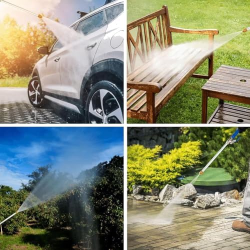 High Pressure Hose Nozzle for Garden Hose, Turn Any Hose Into Power Washer, 5 Spray Tips & Car Wash Towel, Heavy Duty Brass Jet Nozzle for Car Washing, Patio Driveway Outdoor Cleaning (New-Gray) - Image 6
