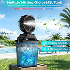 Portable Misting Fan for Outside, 70Hrs Camping Mister Fan,15L Cooling Fan with Remote, Ice Fan with 4 Spray Speeds,4 Misting Modes,3 Light Modes for Garden/Camping/Party/Fishing - Image 2