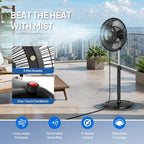 ROVSUN 18" Outdoor Pedestal Misting Fan, 4-Speed High Velocity Patio Mister Fan with BLDC Motor & Spray Ring, Oscillating Waterproof Heavy Duty Standing Mist Fan for Outside Cooling, UL Listed - Image 3