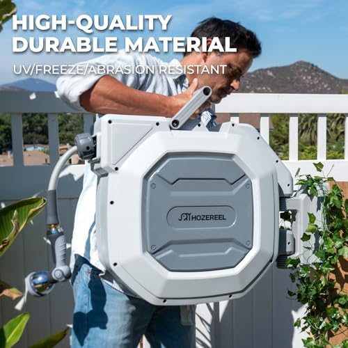 1/2" x 100 FT Heavy Duty Retractable Garden Hose Reel, Grey - Image 5