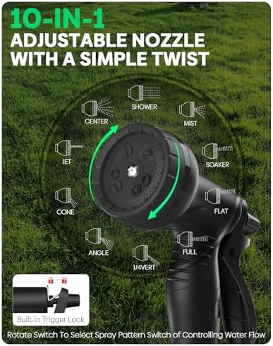 BlueGarden Metal Garden Hose 50 ft with 10 Function Nozzle,No Kinking,Flexible,Heavy Duty & Lightweight Water Pipe,Stainless Steel Outdoor Water Hose for Yard and Lawn,Non-Expandable 50 feet - Image 6
