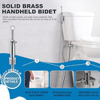 SonTiy Handheld Bidet Sprayer for Toilet, All Metal Cloth Diaper Toilet Sprayer Bidet Attachment with Backflow Preventer, Adjustable Water Jet Spray, 7.2" Brass Hand Held Bidet Wand, Chrome - Image 2