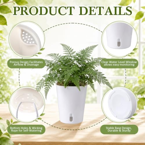 Ziliny 20 Pcs 5.91 Inch Self Watering Planters with Water Indicator - Image 4