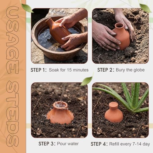 DoubleFill Ollas Terracotta Watering Pots, 100 oz, 2 Pcs - Image 4