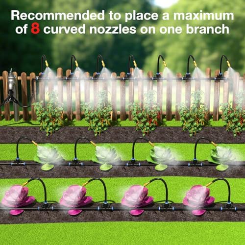 MIXC 200Ft 1/4" Drip Irrigation System,2026-Upgrade Garden Irrigation Kit with 32pcs Adjustable Copper Nozzles, Atomizing Watering System for Outdoor Plants,Raised Bed,Yard,Potted Plant,Lawn - Image 5