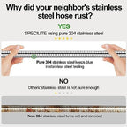 125ft 304 Stainless Steel Garden Hose+Heavy Duty Brass Garden Hose Splitter 2 Way - Image 2