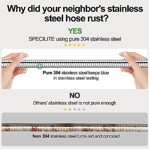 125ft 304 Stainless Steel Garden Hose+Heavy Duty Brass Garden Hose Splitter 2 Way - Image 2