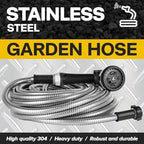 2024 Metal Garden Hose 75ft Heavy Duty Stainless Steel Water Hose with Sprayer & Metal Fittings Flexible Lightweight Hose Puncture Proof Hose for Yard, Outdoors, Rv - Image 3