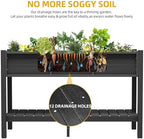 DWVO 48x18x30in Raised Garden Bed Kit, HDPE Planter Box Stand, Poly Wood Weather-Resistant Planter Box with Legs & Storage Shelf, Elevated Garden Bed for Backyard, Patio, Balcony,Black - Image 4