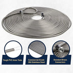 Stainless Steel Garden Hose 100 ft Outdoor Heavy Duty Flexible Metal Water Hose, Non Kink, Leak Proof, Tear and Puncture Resistant, Rust and Corrosion Free, 1/2” Diameter by Kings County Tools - Image 2