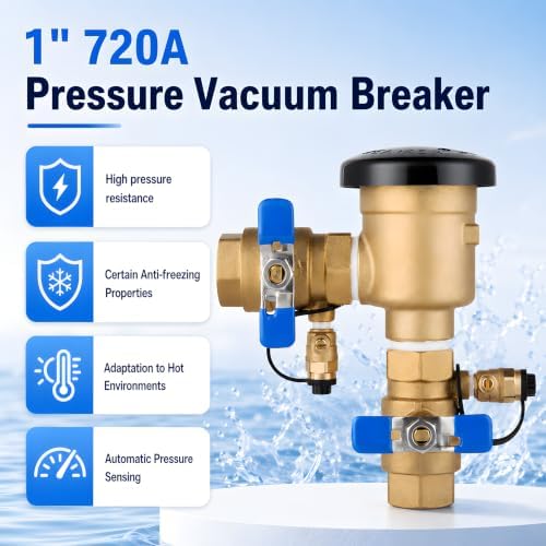 1 Inch Backflow Preventer, Brass Pressure Vacuum Breaker Assembly, 400 PSI Sprinkler Backflow Valve for Lawn Irrigation, Garden Water Lines and Outdoor Anti-Siphon Protection - Image 5