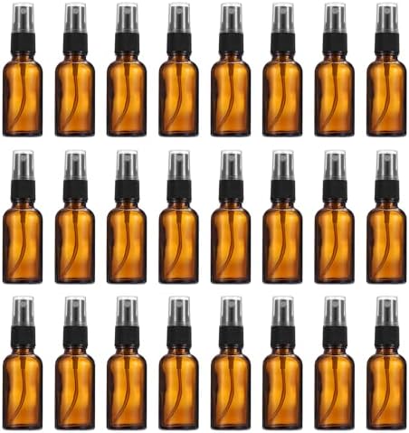 PATIKIL 1oz Glass Spray Bottles, 72pcs Nozzle Leak Proof Empty Water Mist Stream Sprayer for Cleaning Solutions Plants Hair, Brown Black by PATIKIL