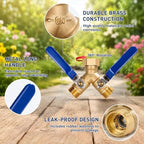 Dalmbox Garden Hose Splitter 2 Way With Long Handle, Garden Hose Adapter with 2 Pcs Garden Hose Coiled Spring Protectors and 6 Rubber Washers - Image 4