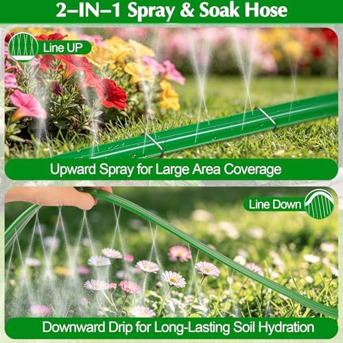 Sprinkler Hose with Holes, 30FT (15FT x 2) Heavy Duty Flat Soaker Hoses - Image 3