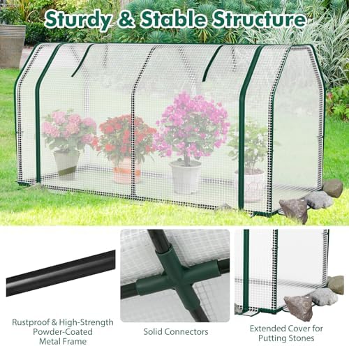 Happygrill Portable Mini Greenhouse with Roll-up Zipper Door & PE Cover - Image 6