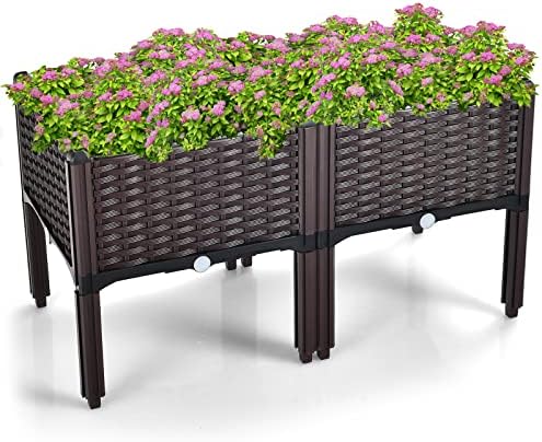 S AFSTAR Raised Garden Bed with Removable Legs & Brackets, 4 Pack Elevated Garden Planter Kits for Flowers Fruits Vegetables, Multiple Combination Planting Box Container for Garden Patio Balcony by Safstar