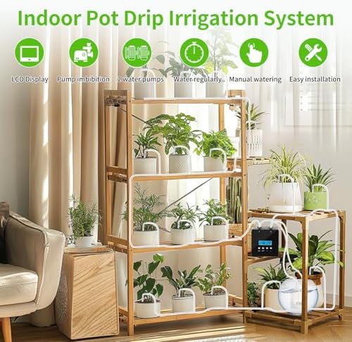 Plant Watering Devices, 20 Potted Indoor Houseplants Support, Plant Watering Devices, Auto Drip Irrigation Kit Programmable Water Timer - Image 2