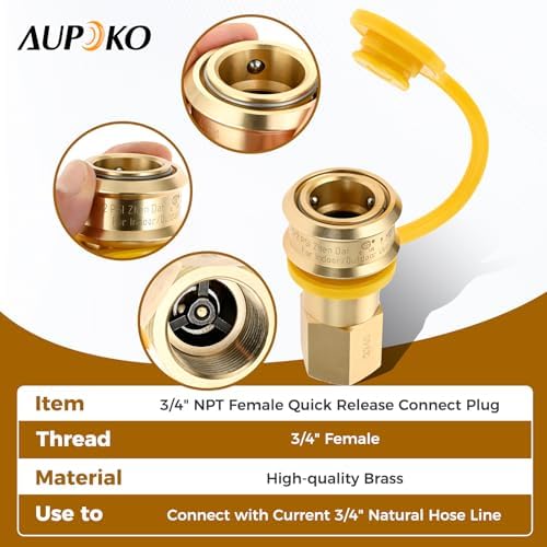 3/4" Female Male Natural Propane Hose Quick Connect Disconnect Fittings - Image 2