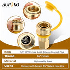 3/4" Female Male Natural Propane Hose Quick Connect Disconnect Fittings - Image 2