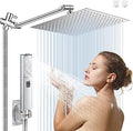 10" High Pressure Square Rainfall Shower Head and 2-in-1 Hand Shower, Equipped with 78"Hose,3 Way Diverter Valve, Adhesive Shower Head Holder (AWAXFOLO Chrome Square Shower Head Set) by AWAXFOLO