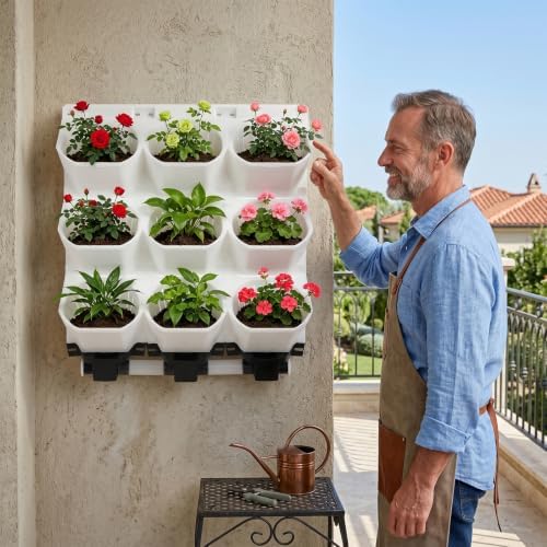Vertical Wall Planter 3-Tier, 9-Pot Hanging Plant Holder(White) - Image 5