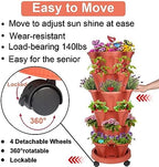 GameXcel Vertical Planter Tower - 6 Tier Stackable Garden Planters with Wheels and Garden Tool Set Plant Pots for Strawberry Herb Flower and Vegetable Indoor Outdoor Use Red - Image 2