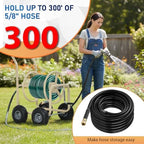FDW Garden Hose Reel Cart, Water Hose Cart with 4 Wheels, Hold Up to 300 ft of 5/8’’ Hose，Heavy Duty Powder-Coated Steel Planting with Storage Basket, for Garden, Yard and Lawn - Image 5
