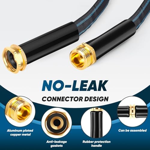 Garden Hose 50ft+ Garden Hose 100ft,Non-Expanding Water Hose, Flexible Ultra-Light, Anti-Kink, Wear-Resistant, Portable, Easy Storage, Hose for Outdoor, Garden, Yard and Lawn, Black Lake Blue - Image 4
