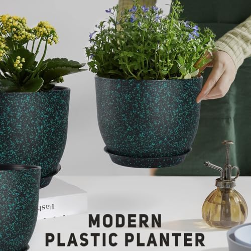 YNNICO Plant Pots 10/9/8/7.5/7 inch with Multi Mesh Drainage Holes - Image 6