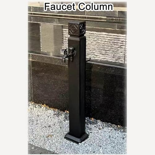 Outdoor Aluminum Garden Water Column, Hose Holders for Outside Freestanding with Faucet and Spray Gun, Outdoor Faucet(Black,100x10cm/39x4in) - Image 3