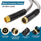 Metal Garden Hose 100 ft x 5/8 in OD with 10 Pattern Sprayer Nozzle, Stainless Steel Water Hose, Non Expandable Flexible Kink Resistant Heavy Duty Hose for Yard, Car Washing and Pet Bath - Image 3