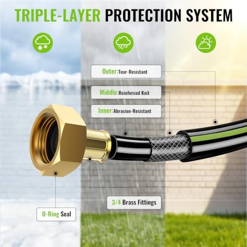 Retractable Garden Hose Reel, 1/2in 100ft Hose Reel with 10 Patterns Nozzle - Image 7