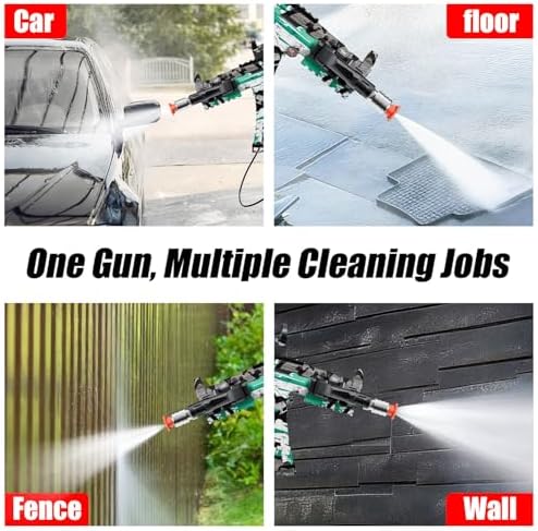 MP5S Pressure Washer Gun with Swivel - 3000 PSI High Pressure Spray Gun with 3/8" Quick Connect Plug Inlet, Foam Cannon Compatible Power Washer Handle for Car, Home & Outdoor Cleaning (Cyan) - Image 5