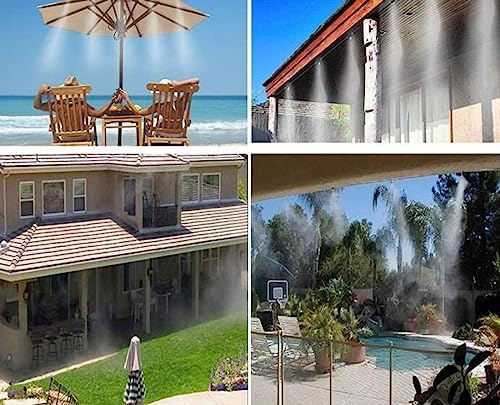 Outdoor Misting Cooling System Kit With 12V Pump,DIY Outdoor Mist Irrigation Cooling System With 3/4”Adapter And Brass Mist Nozzle, Water Mister for Irrigation, Garden, Home,9m/29.5ft Tube + 11Nozzles - Image 2