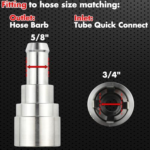 Billet Heater Core Hose Connector, Inlet/Outlet 3/4" Tube x 5/8" - Image 3
