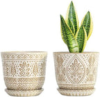 Gepege Ceramic Plant Pots, 6 Inch Indoor Planters with Drainage & Saucers by Gepege