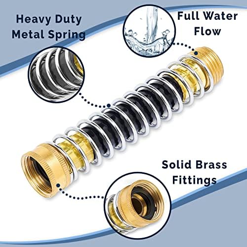 Morvat Brass 4 Way Splitter, Garden Hose Manifold Connector with Comfort Grip ON/OFF Valves, Includes Mounting Kit PLUS 4 Pack Coiled Hose Kink Protector, Extension for Outdoor Water Spigot & Faucet, - Image 6