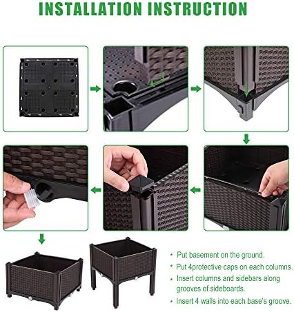 Ochine Raised Garden Bed Planter Box Kit Self-Watering Plastic Elevated Garden Beds Flowers Vegetables Herbs DIY Gardening Outdoor Indoor Planting Grow Box Container for Garden Patio Balcony Backyard - Image 4