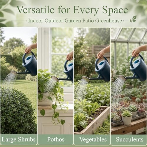 AUNMAS 8L Watering Can Large Capacity Long Spout Thickened Plastic for Home Garden Use with Precise Watering Minimal Drips Sturdy Reinforced Body Even Water Blue - Image 7