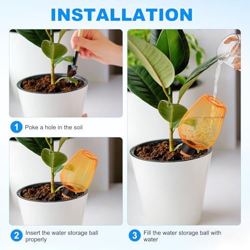 M METERXITY 3-Pack Plant Self Watering Globes, 5.1 oz Plastic Rose Water Bulbs Top Fill for Indoor/Outdoor Plants, Self Watering Spikes Slow Release Terracotta [Orange] - Image 4