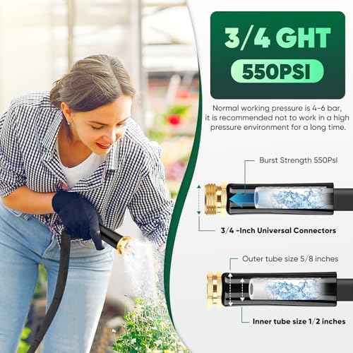 Toolasin Garden Hose 50 FT, Non-Expanding, Lightweight Water Hose with 3/4" - Image 6