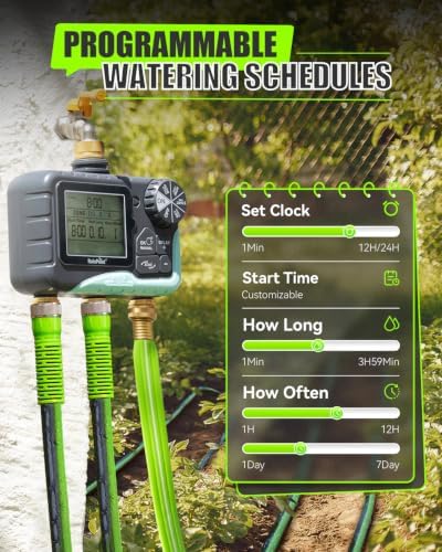 RAINPOINT 2027 V2 Upgrade 3 Zone Water Timer, Solid Brass Inlet & Outlet, IP65 Waterproof, 3 Independent Schedules, Rain Delay, Manual & Automatic Irrigation for Garden Yard Lawn Greenhouse - Image 4