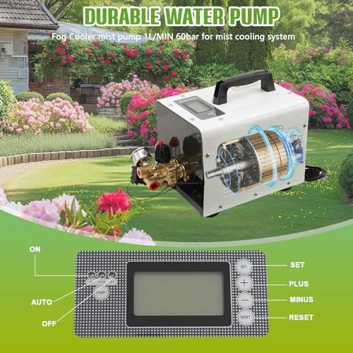 860PSI High Pressure Mist Cooling System Pump with 20pcs Nozzles, 180W Mister System for Outside Patio, Patio Misting Mister System Kit Greenhouse Misting System - Image 4