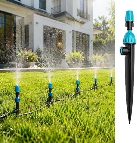 Drip Irrigation Kit Automatic Garden Watering System with Irrigation Drippers & Double Adjustable Misting Nozzles, Weatherproof & Construction(15m/49.2ft) by Unknown
