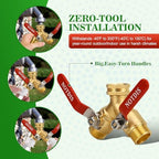 Brass Garden Hose Splitter with 304 Stainless Steel Long Handle - Image 2