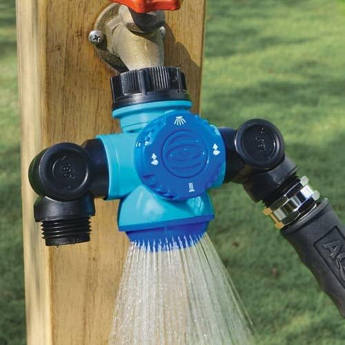 Aqua Joe SJI-MFGA2 Multi-Function Outdoor Faucet and Dual Garden Hose Tap Connecter - Image 2